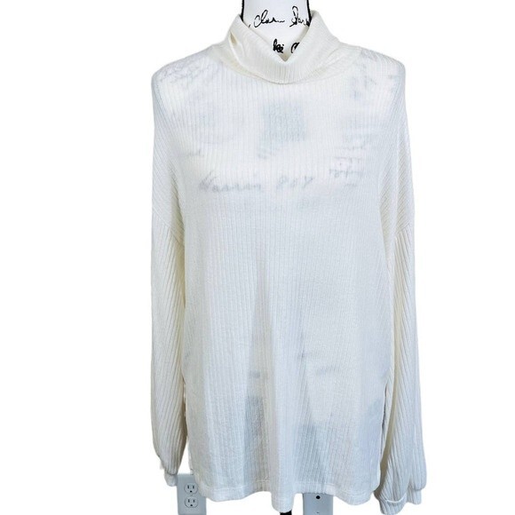 Sanctuary white top women tunic ribbed cowl neck long sleeve Size M softgirl - Picture 1 of 12